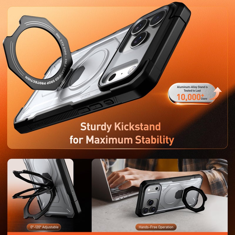 Poetic Spartan Case with Ring Stand for iPhone 17 Pro Max, [Camera Control Button][Magsafe Compatible], Full Body Rugged Shockproof Protective Cover Case, Black/Clear - Image 4