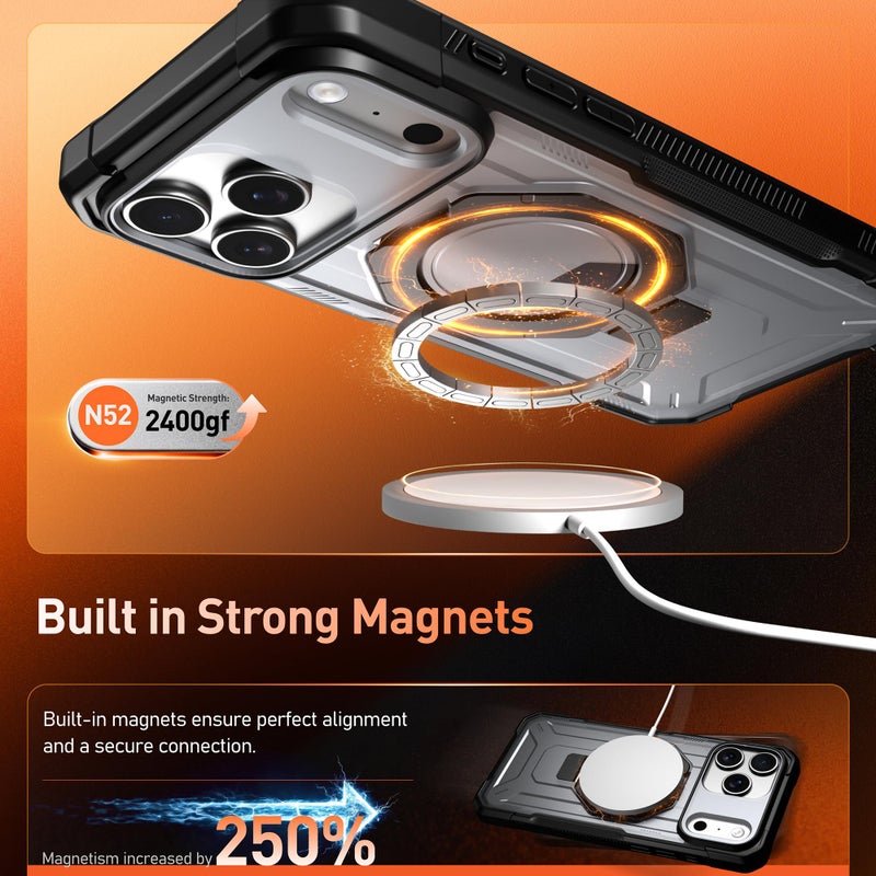 Poetic Spartan Case with Ring Stand for iPhone 17 Pro Max, [Camera Control Button][Magsafe Compatible], Full Body Rugged Shockproof Protective Cover Case, Black/Clear - Image 3