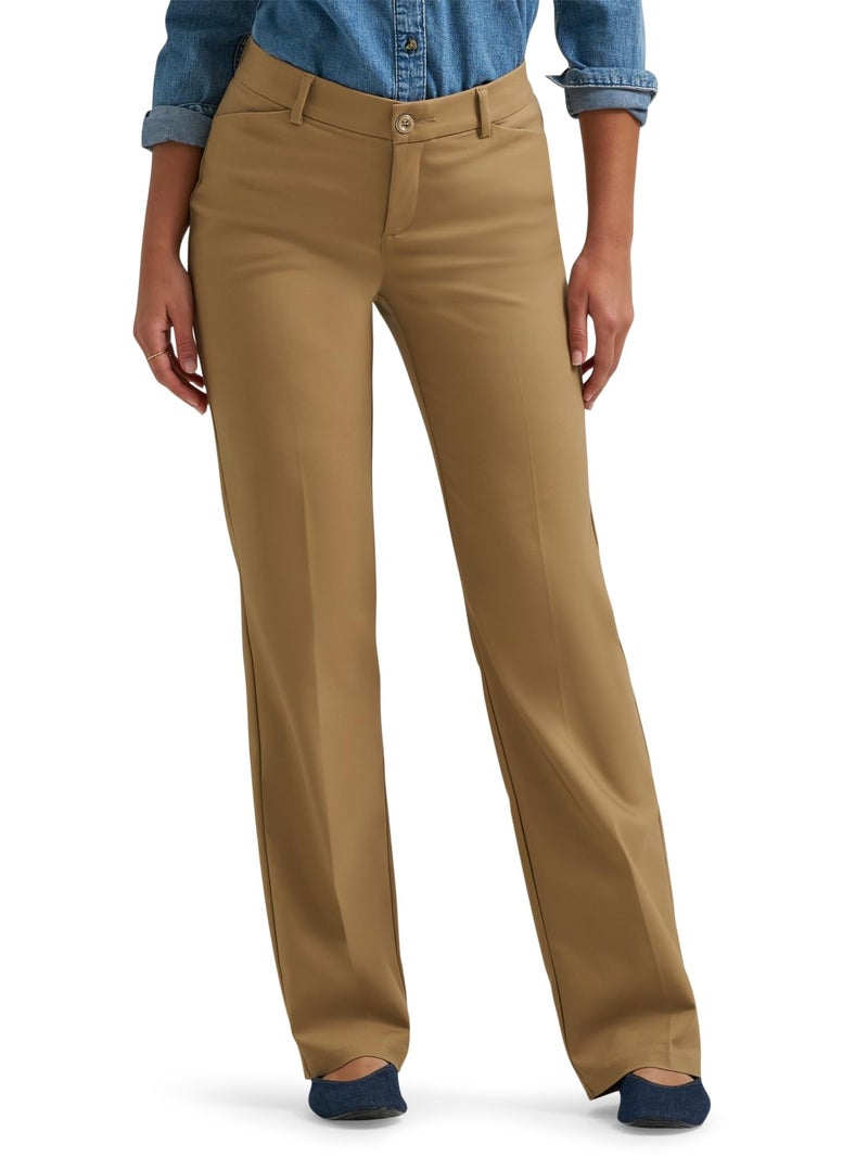 Lee Women's Ultra Lux Comfort with Flex Motion Trouser Pant, Khaki, 16 - Image 1