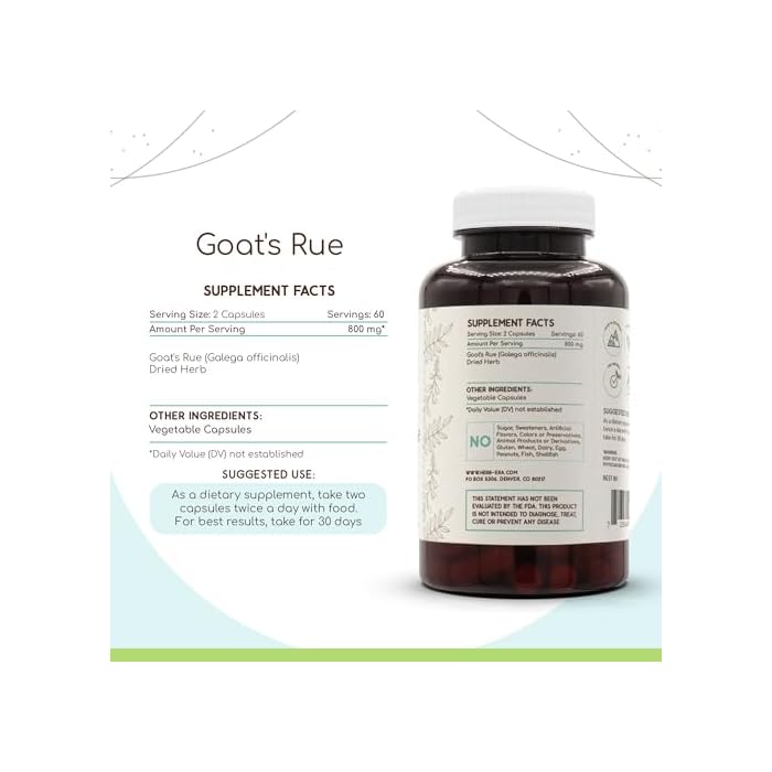 HerbEra Goat's Rue 120 Capsules, 400 mg, Goat's Rue (Galega officinalis) Dried Herb (120 Capsules) - Image 3