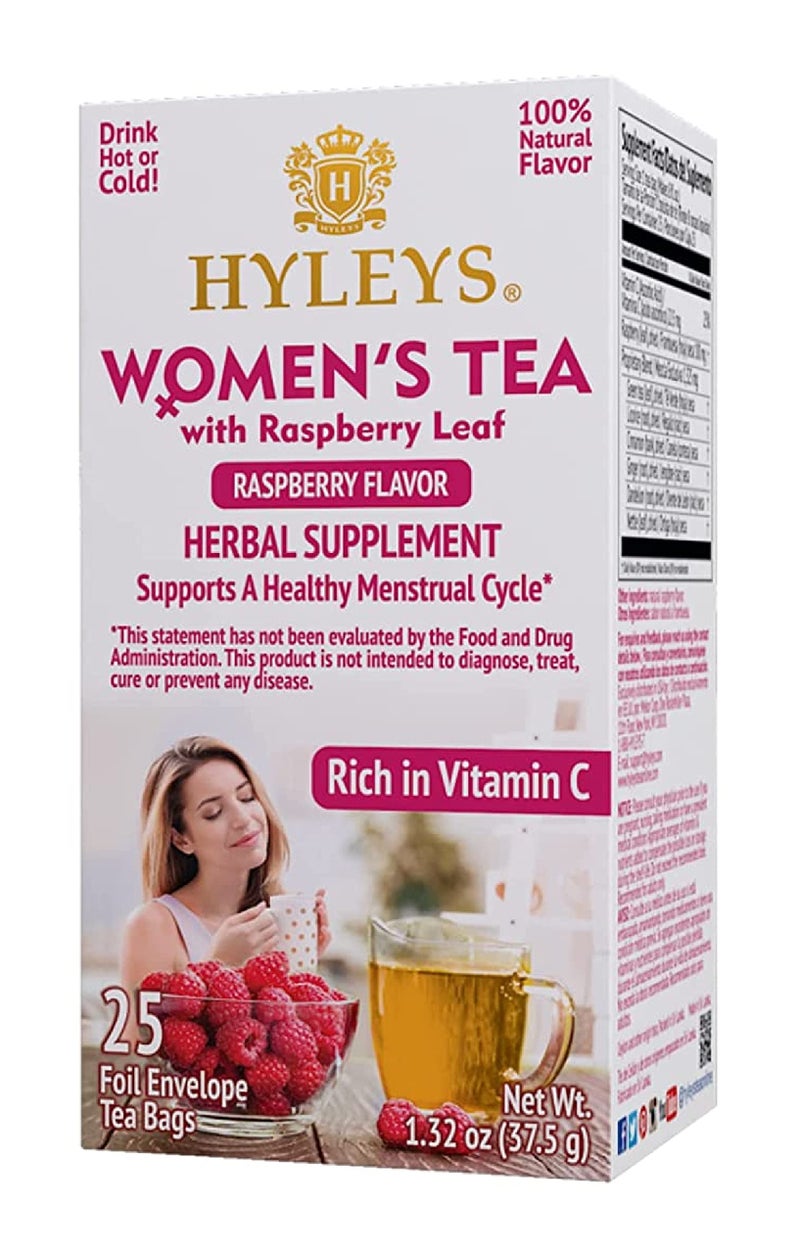 Hyleys Women Tea Raspberry Flavor - 25 Tea Bags - Supports Female Period and Healthy Menstrual Cycle - Image 1