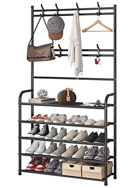 Entryway Coat Rack,Large Storage Space, with 5-Tier Shoes Storage Shelf,Provides Hanging and Storage Capabilities,Multifunctional Practical Storage Hanger