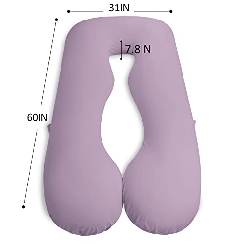 Meiz U Shaped Sleeping, Cooling 60‘’ Maternity Pillow for Pregnant Women with Jersey Cover, Purple - Image 2