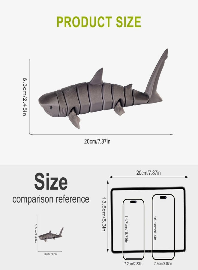 مجسم سمكة قرش رمادية مطبوعة ثلاثية الأبعاد من نيرفكيراني، مثالية لتزيين المكتب، لتخفيف التوتر والضغط النفسي. نموذج سمكة قرش رمادية لطيف، مناسب للمنزل والمكتب، هدية مثالية لحفلات أعياد الميلاد. - Image 4