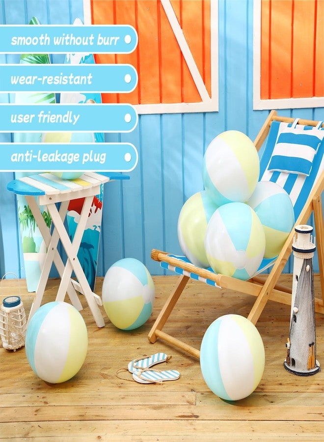 مجموعة ميني إنفلات من 12 كرة شاطئ قابلة للنفخ مقاس 16 بوصة، بألوان باستيل جامبو، كرات شاطئ بألوان قوس قزح، ألعاب حمام سباحة قابلة للنفخ للأطفال والكبار، زينة حفلات هاواي الصيفية (أصفر وأزرق). - Image 4