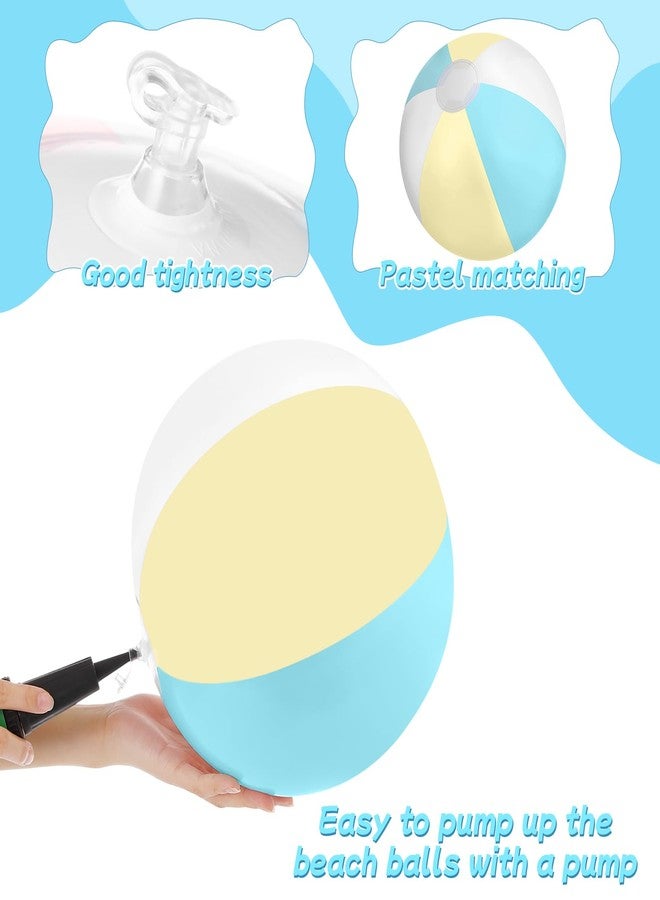 مجموعة ميني إنفلات من 12 كرة شاطئ قابلة للنفخ مقاس 16 بوصة، بألوان باستيل جامبو، كرات شاطئ بألوان قوس قزح، ألعاب حمام سباحة قابلة للنفخ للأطفال والكبار، زينة حفلات هاواي الصيفية (أصفر وأزرق). - Image 5
