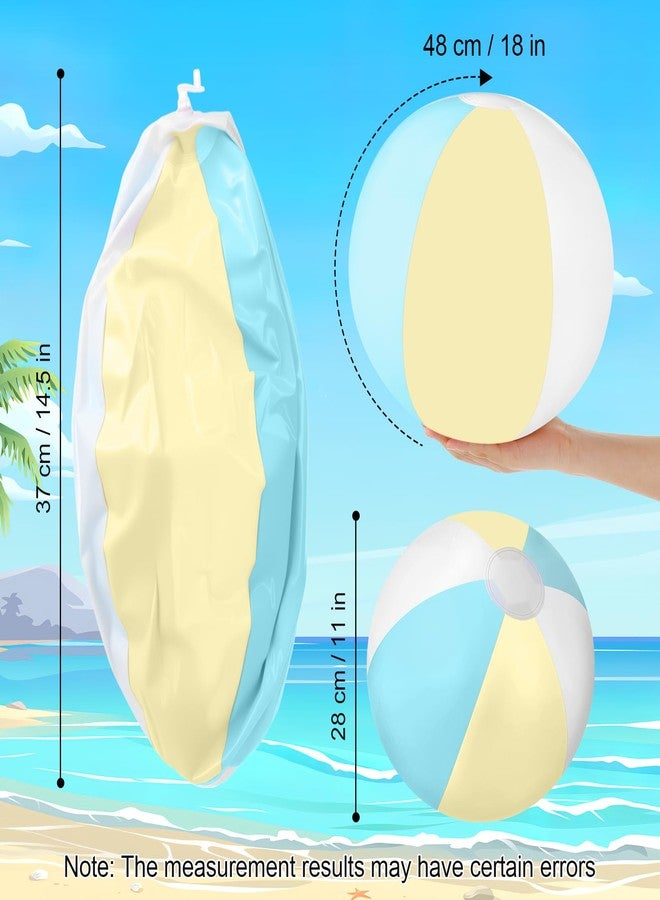 مجموعة ميني إنفلات من 12 كرة شاطئ قابلة للنفخ مقاس 16 بوصة، بألوان باستيل جامبو، كرات شاطئ بألوان قوس قزح، ألعاب حمام سباحة قابلة للنفخ للأطفال والكبار، زينة حفلات هاواي الصيفية (أصفر وأزرق). - Image 3