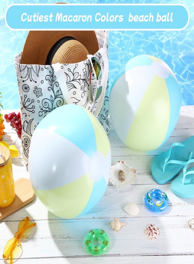 مجموعة ميني إنفلات من 12 كرة شاطئ قابلة للنفخ مقاس 16 بوصة، بألوان باستيل جامبو، كرات شاطئ بألوان قوس قزح، ألعاب حمام سباحة قابلة للنفخ للأطفال والكبار، زينة حفلات هاواي الصيفية (أصفر وأزرق). - Image 2