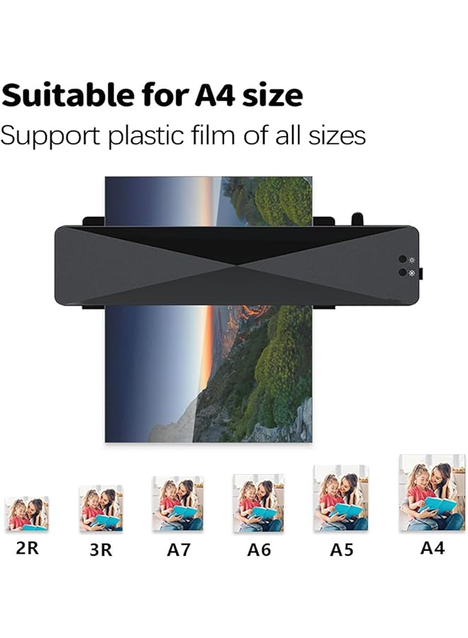 erorex A4 Laminator Hot And Cold Machine Desktop Portable Laminator With 15 Pcs A4 A5 A6 Laminating Pouches Abs Control Film Removal 2 3Min Warm Up For Home Office Schoo Black 332 * 91 * 66Mm  - Image 3