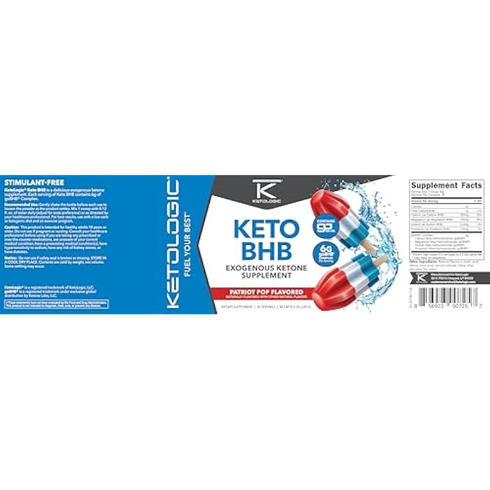 Ketologic Keto BHB (Patriot Pop Flavor) 30 Servings - Exogenous Ketone Supplement with goBHB, Beta-Hydroxybutyrate Salts - Image 5