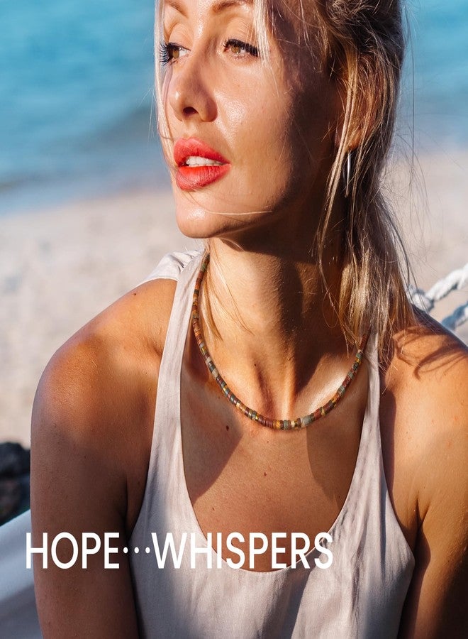 AGOT Beaded Gemstone Necklace for Women: Natural Healing Red Creek Jasper Necklaces for Stress Relief - Boho Bead Choker Handmade Jewelry for Summer Beach Best Birthday Christmas Gifts for Her - Image 3