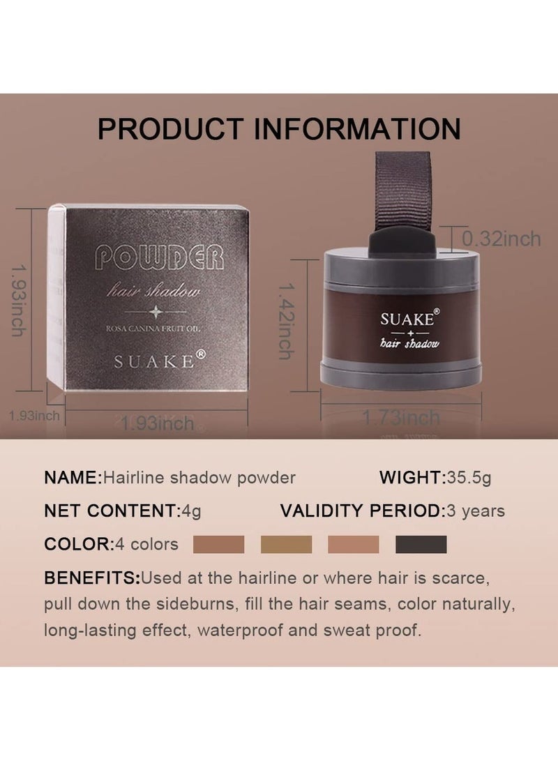 SUAKE Brown Hair Shadow Powder with Puff Touch Instantly Natural Magical Quick Cover Hairline Powder Hair Root Dye Hair Root Concealer for Thinning Hair to Beautify Forehead Curves 4g - Image 4