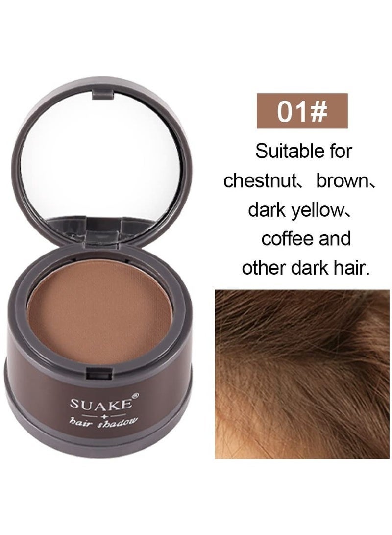 SUAKE Brown Hair Shadow Powder with Puff Touch Instantly Natural Magical Quick Cover Hairline Powder Hair Root Dye Hair Root Concealer for Thinning Hair to Beautify Forehead Curves 4g - Image 5