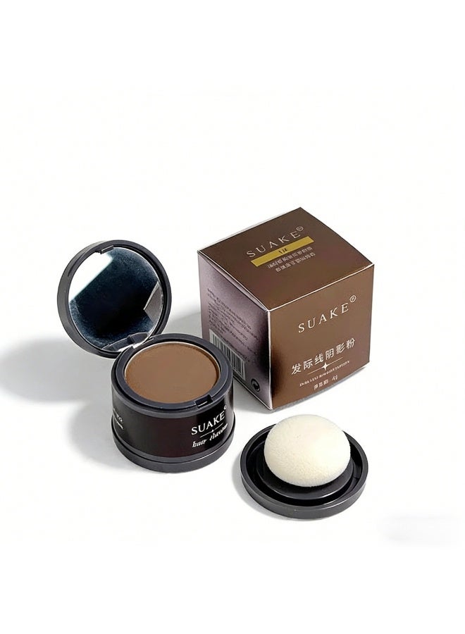 SUAKE Brown Hair Shadow Powder with Puff Touch Instantly Natural Magical Quick Cover Hairline Powder Hair Root Dye Hair Root Concealer for Thinning Hair to Beautify Forehead Curves 4g - Image 1