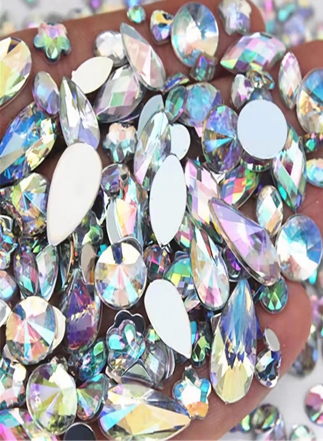 UYTRDVG 1000pcs Crystal AB Rhinestones for Crafts, Face Gems Jewels Art for DIY Costume Making Cosplay Clothes Nail Crafting Embellishments Gems Decorations (White AB) - Image 1