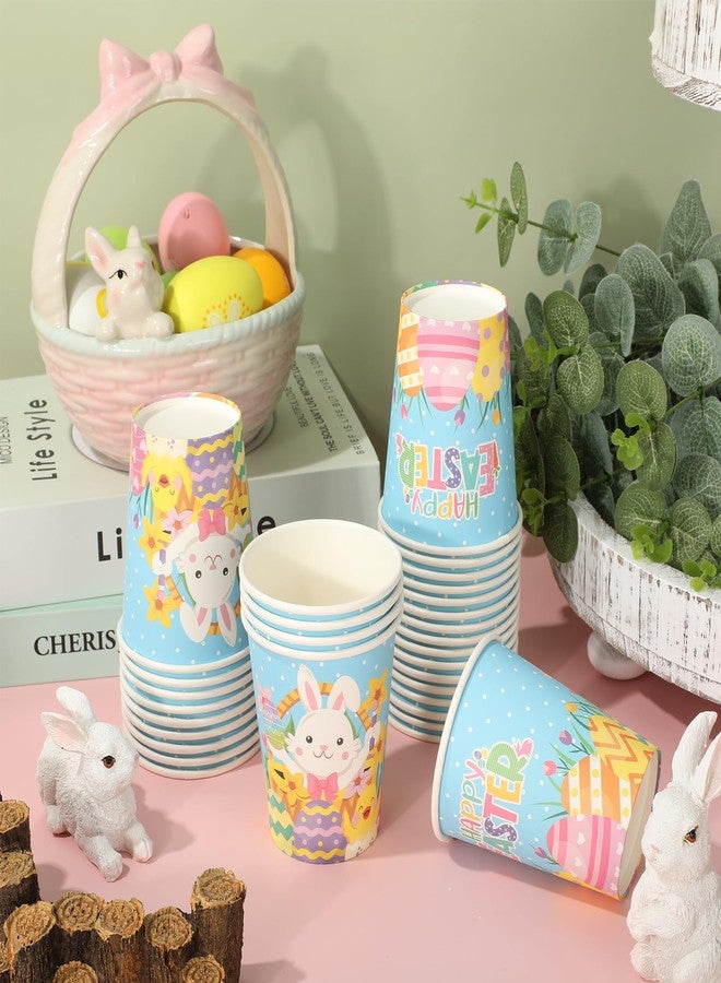 JarThenaAMCS 30Pcs Happy Easter Paper Cups Colorful Eggs Cute Bunny Rabbit Disposable Cups Seasonal Spring Party Cups for Juice Coffee Hot Cold Drink Home Party Supplies, 9oz - Image 3