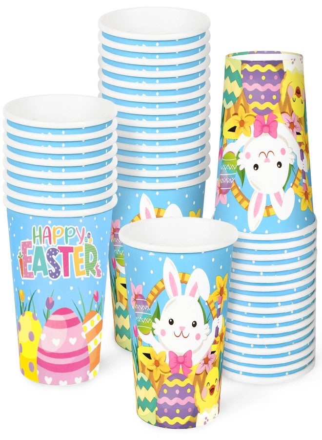 JarThenaAMCS 30Pcs Happy Easter Paper Cups Colorful Eggs Cute Bunny Rabbit Disposable Cups Seasonal Spring Party Cups for Juice Coffee Hot Cold Drink Home Party Supplies, 9oz - Image 1
