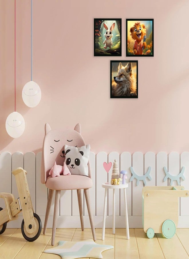 Printasta - 3D Animal Print Photo Frames for Kids Rooms - Frames for Kids Room Wall Decoration - Wall Frames for Office, School and Home, 9x9 Inch - Set of 3 - Image 2