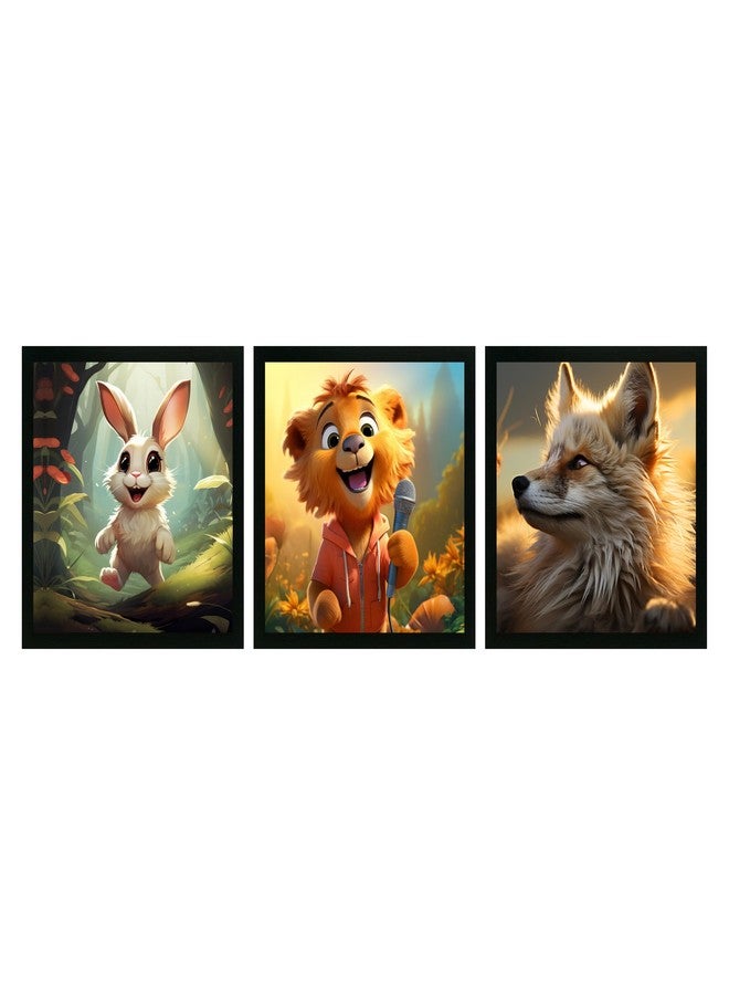 Printasta - 3D Animal Print Photo Frames for Kids Rooms - Frames for Kids Room Wall Decoration - Wall Frames for Office, School and Home, 9x9 Inch - Set of 3 - Image 1