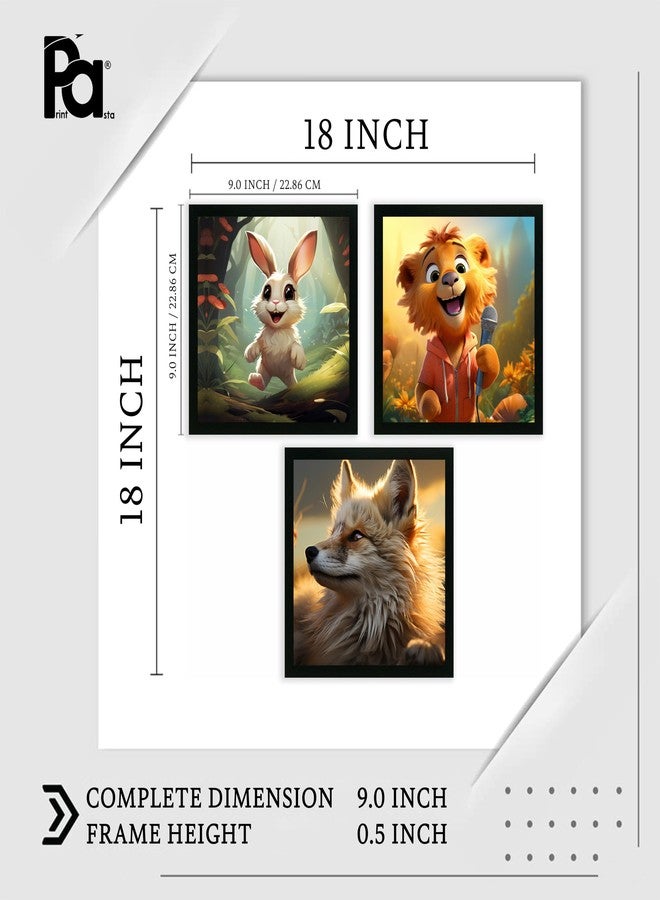 Printasta - 3D Animal Print Photo Frames for Kids Rooms - Frames for Kids Room Wall Decoration - Wall Frames for Office, School and Home, 9x9 Inch - Set of 3 - Image 5
