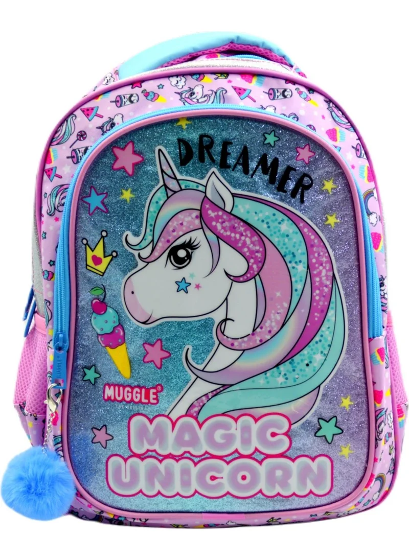 موغل 2 Compartment Unicorn Pink School Backpack (MU-7822)