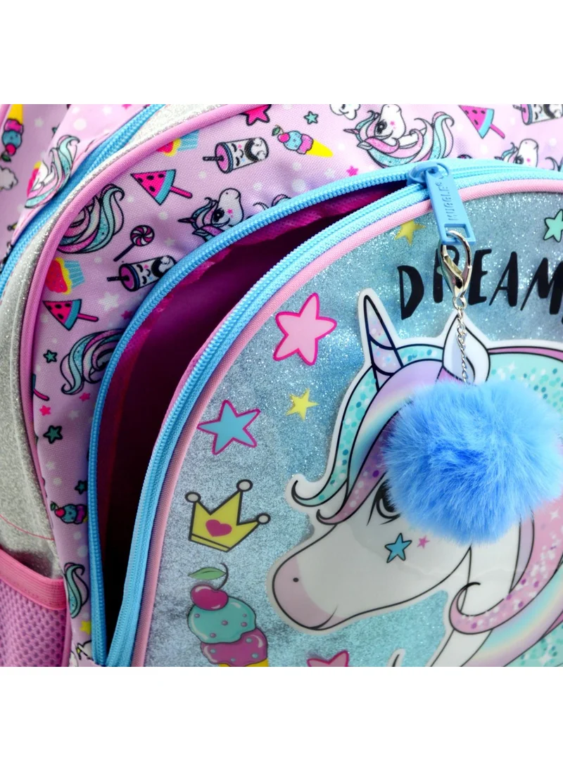 موغل 2 Compartment Unicorn Pink School Backpack (MU-7822)