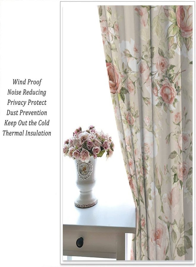 AuiMzoo Lovely Rose Decorative Curtains, Red and White Vintage Rose Floral Delicate Pattern for Living Room Bedroom and Dining Room 2 Panels, 42 X 45 Inches. - Image 5
