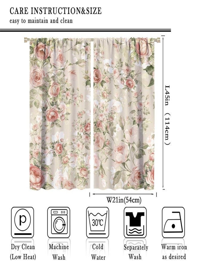 AuiMzoo Lovely Rose Decorative Curtains, Red and White Vintage Rose Floral Delicate Pattern for Living Room Bedroom and Dining Room 2 Panels, 42 X 45 Inches. - Image 2