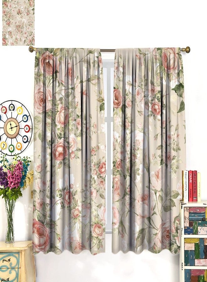 AuiMzoo Lovely Rose Decorative Curtains, Red and White Vintage Rose Floral Delicate Pattern for Living Room Bedroom and Dining Room 2 Panels, 42 X 45 Inches. - Image 3