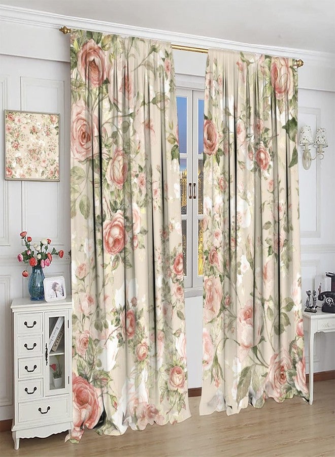 AuiMzoo Lovely Rose Decorative Curtains, Red and White Vintage Rose Floral Delicate Pattern for Living Room Bedroom and Dining Room 2 Panels, 42 X 45 Inches. - Image 4