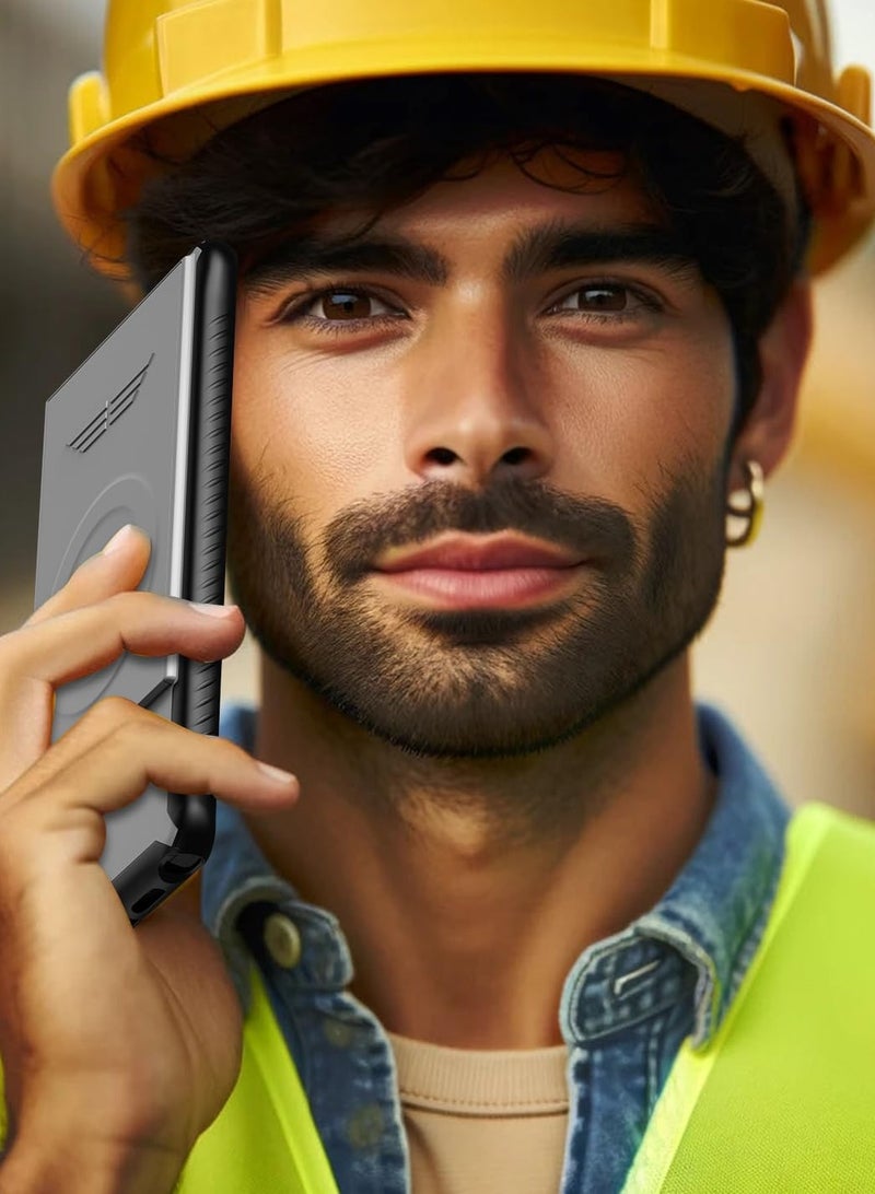 KASTWAVE Case for Samsung Galaxy S24Ultra, Support Magsafe and Wireless Charger Case for Samsung Galaxy S24Ultra, Magnetic Adsorption and Sliding Window Protect Lens S24Ultra Cover (Grey) - Image 2