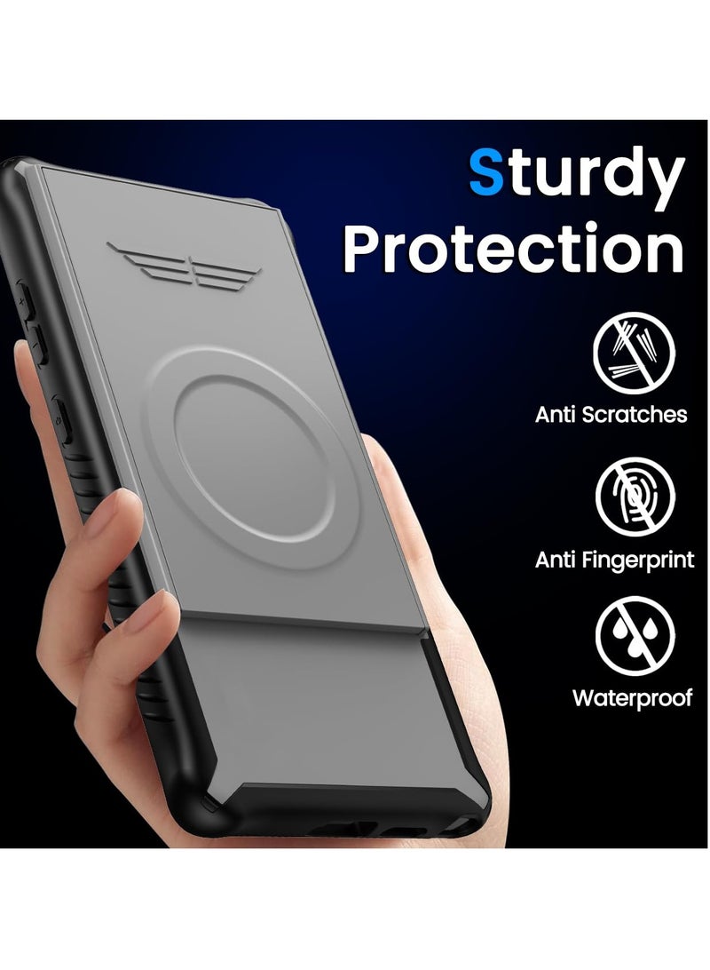 KASTWAVE Case for Samsung Galaxy S24Ultra, Support Magsafe and Wireless Charger Case for Samsung Galaxy S24Ultra, Magnetic Adsorption and Sliding Window Protect Lens S24Ultra Cover (Grey) - Image 3