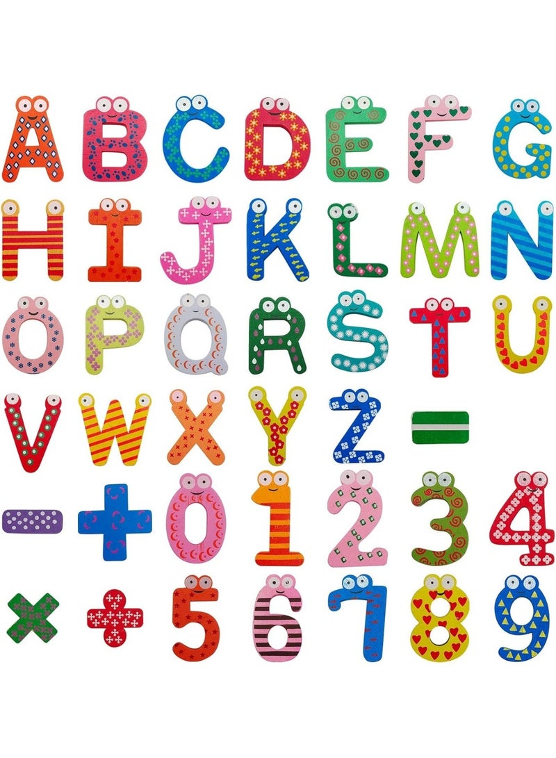 سايكفو 41 قطعة من الحروف والأرقام المغناطيسية الخشبية، مغناطيسات الثلاجة للأطفال الصغار، مغناطيسات الثلاجة، حروف أبجدية مغناطيسية، ألعاب تعليمية للأطفال في مرحلة ما قبل المدرسة (41) - Image 1