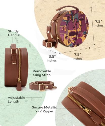 Kalankit Round Sling Bag for Women | Lightweight Vegan Leather Crossbody | Stylish Compact Purse | Crossbody Bags for Women | Valentine Gift for Her | Memories in Disguise - Image 2