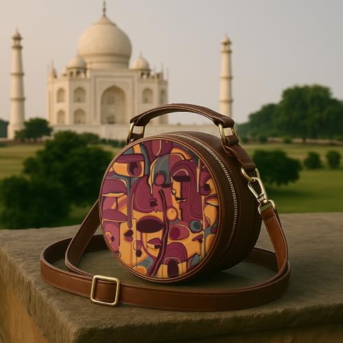 Kalankit Round Sling Bag for Women | Lightweight Vegan Leather Crossbody | Stylish Compact Purse | Crossbody Bags for Women | Valentine Gift for Her | Memories in Disguise - Image 3
