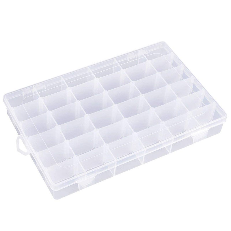 SHOPOWARE 36 Grid Cells Plastic Multipurpose Jewelry Organizer Storage Box Transparent - Image 1