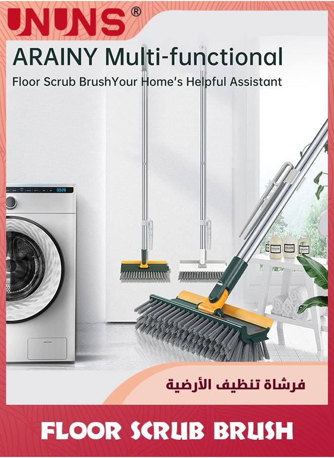 UNUNS 4 in 1 Floor Brush Scrubber,180°Grout Brush 2 Poles 43''(109cm),Multi-Functional Stiff Bristle Cleaning Scrub Brush With Squeegee Rotating Tile Brush For Cleaning Bathroom Glass  - Image 2