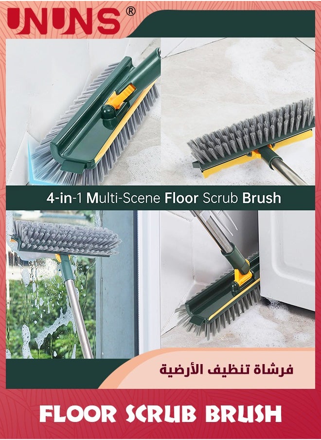 UNUNS 4 in 1 Floor Brush Scrubber,180°Grout Brush 2 Poles 43''(109cm),Multi-Functional Stiff Bristle Cleaning Scrub Brush With Squeegee Rotating Tile Brush For Cleaning Bathroom Glass  - Image 3