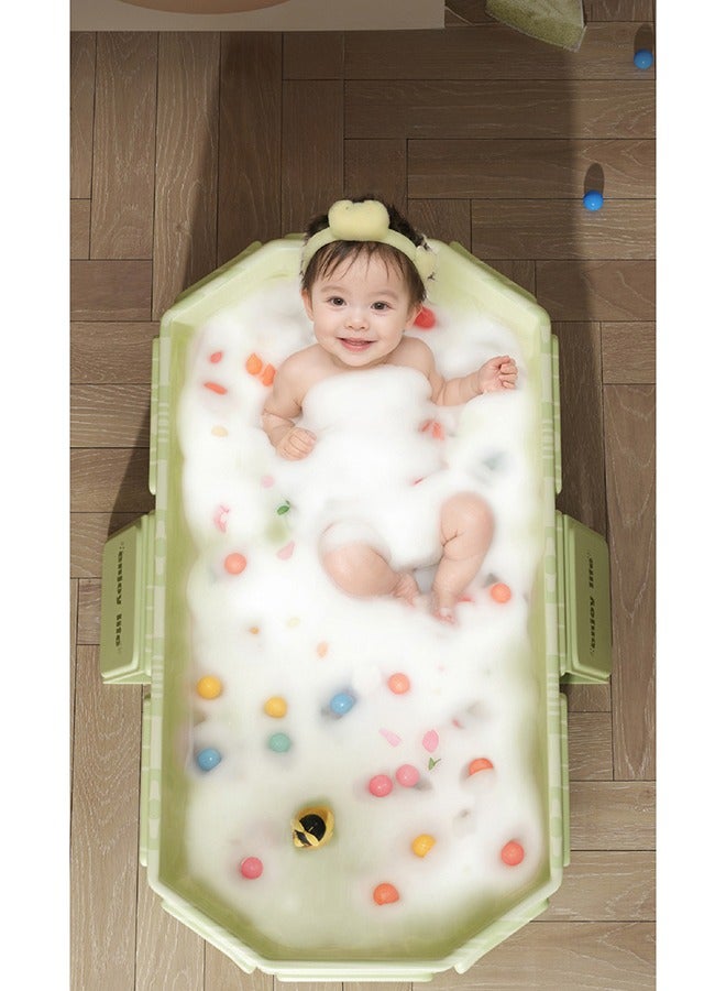 Foldable Baby Bathtub with Reinforced Support Extra Large Capacity and Premium Safe Materials Complete Bath Set with Ocean Balls and Duck Toys - Image 2