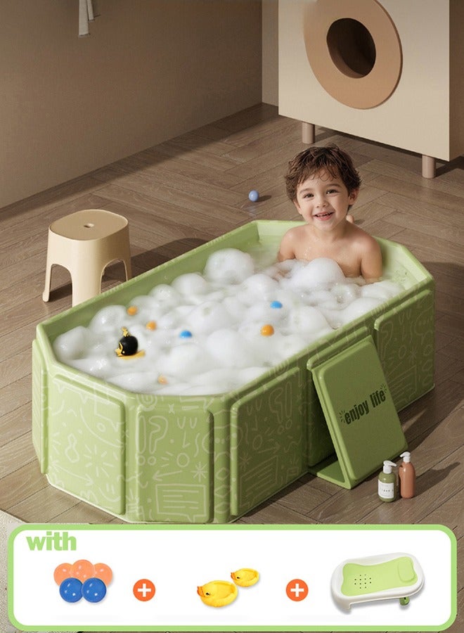 Foldable Baby Bathtub with Reinforced Support Extra Large Capacity and Premium Safe Materials Complete Bath Set with Ocean Balls and Duck Toys - Image 1
