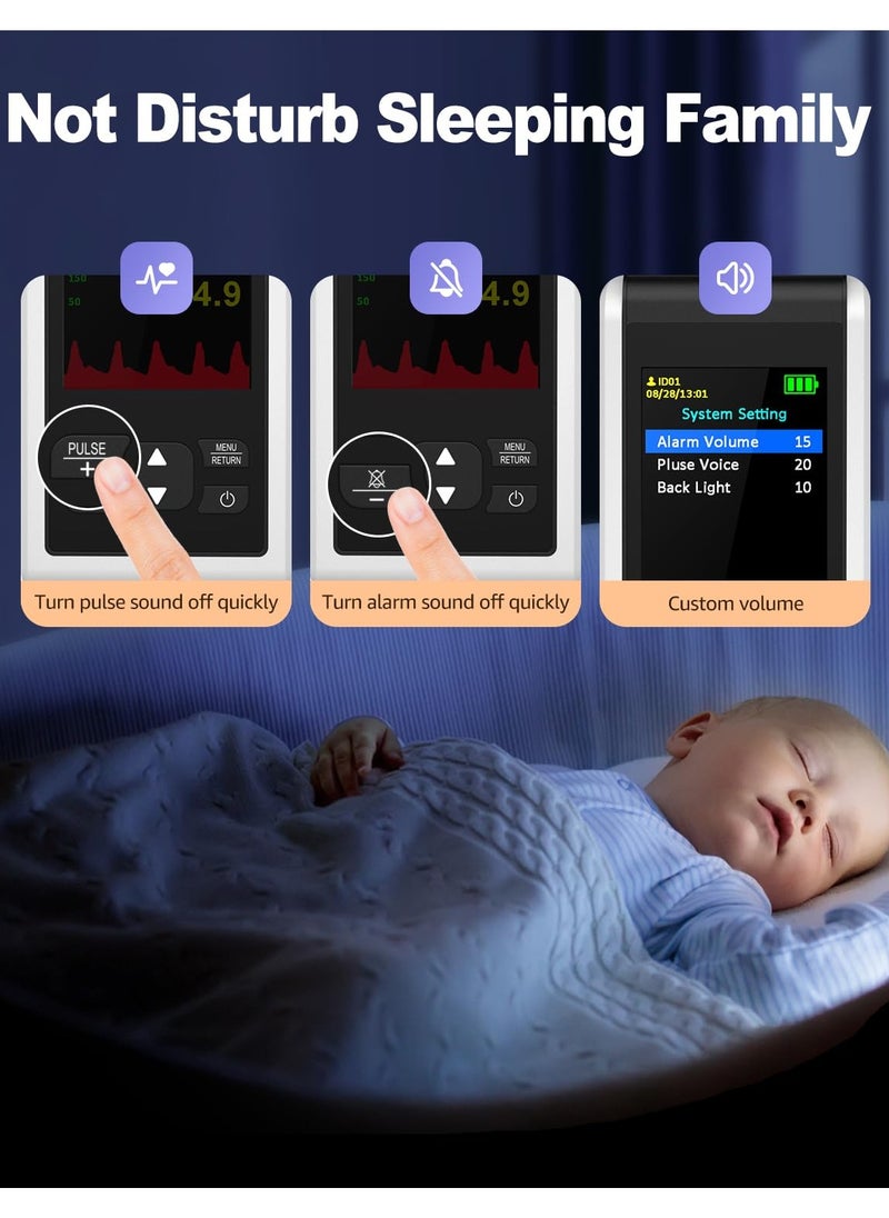 Ru syanl - Pulse Oximeter Fingertip Infant Pulse Oximeter Overnight for Kids Handheld Blood Oxygen Saturation Monitor for SpO2 and Pulse Rate Continuous Infant Monitoring Baby Oxygen Monitor and Adult Finger Spot - Image 1