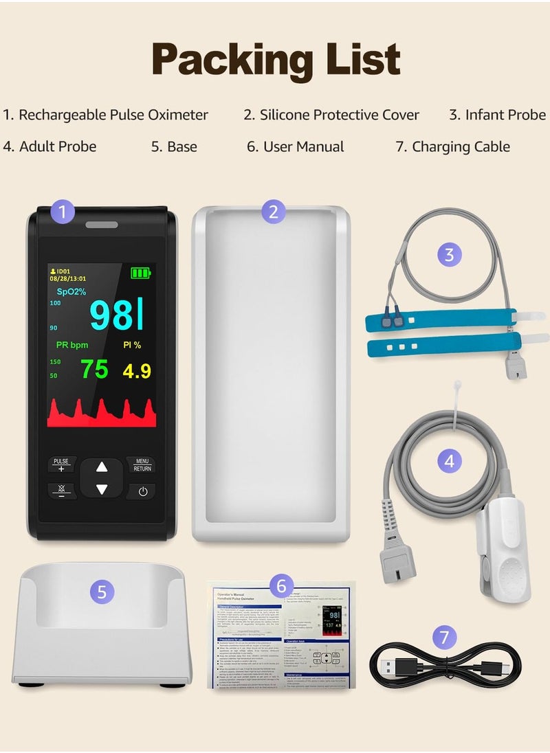 Ru syanl - Pulse Oximeter Fingertip Infant Pulse Oximeter Overnight for Kids Handheld Blood Oxygen Saturation Monitor for SpO2 and Pulse Rate Continuous Infant Monitoring Baby Oxygen Monitor and Adult Finger Spot - Image 1