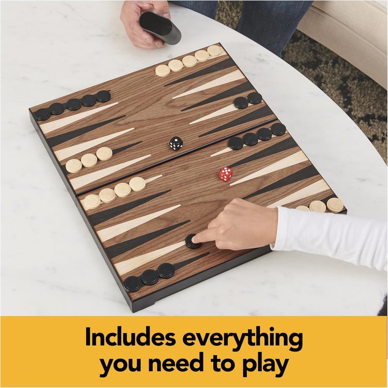 Spin Master Games Legacy Deluxe Wooden Backgammon Classic 2-Player Board Set with Cups and Dice - Image 3