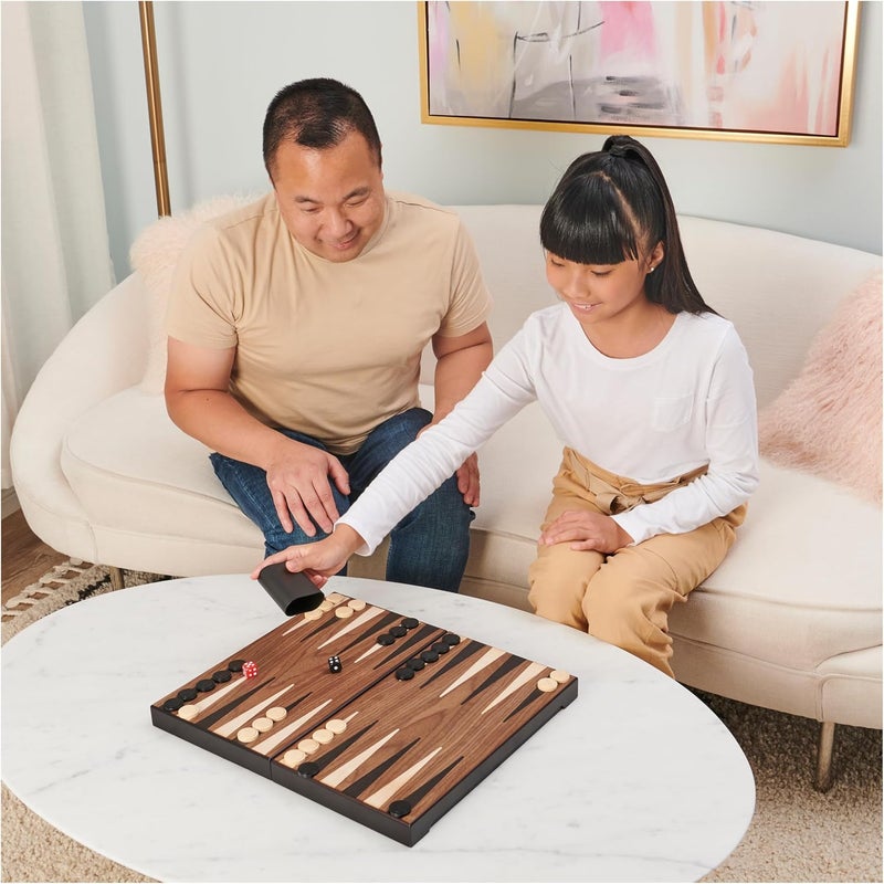 Spin Master Games Legacy Deluxe Wooden Backgammon Classic 2-Player Board Set with Cups and Dice - Image 4