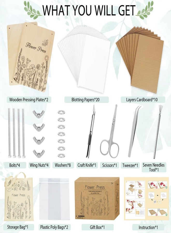 Dreamon Large Flower Press Kit - 11.8" x 8.3" 10 Layers DIY Wooden Flower Pressing Kit with Storage Bag Arts and Crafts Kits for Adults & Teens, Great Gift for DIY Arts and Crafts Lovers - Image 4