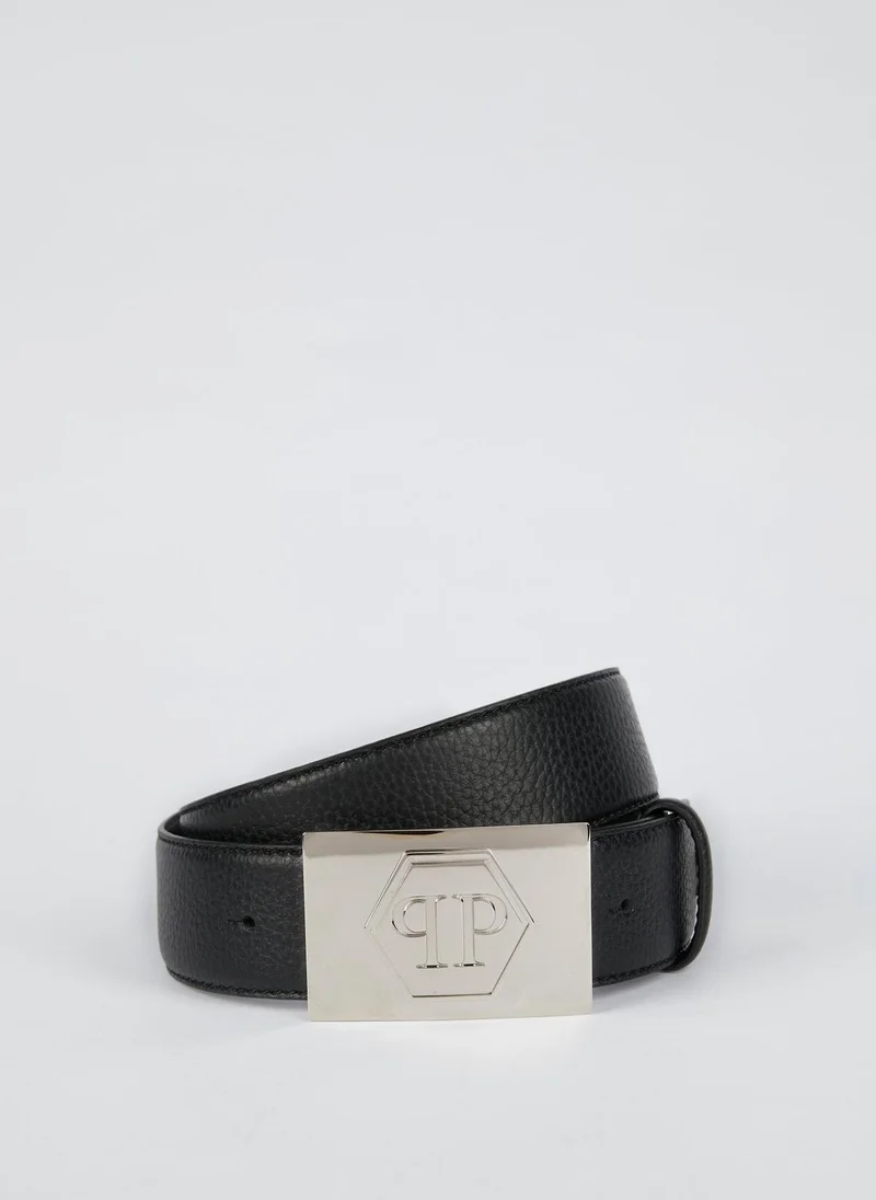 فيليب بلين Artyom Silver Logo Buckle Belt