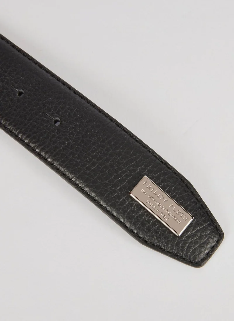 فيليب بلين Artyom Silver Logo Buckle Belt