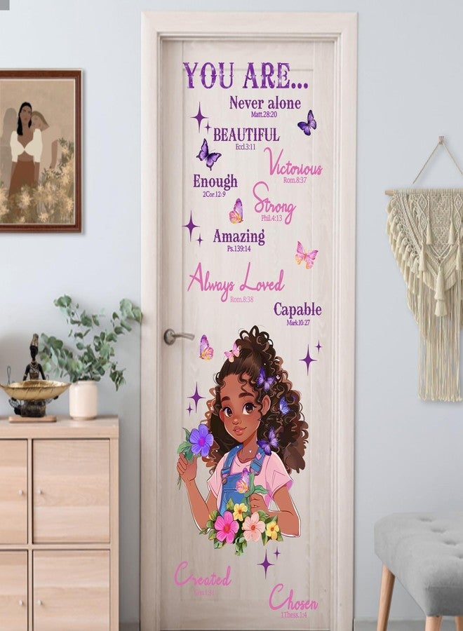 Mfault Black Girl Inspirational Wall Decals Stickers, Motivational You are Beautiful African American Girls Bedroom Nursery Decoration Art, Positive Butterfly Floral Kids Baby Toddler Playroom Decor - Image 5