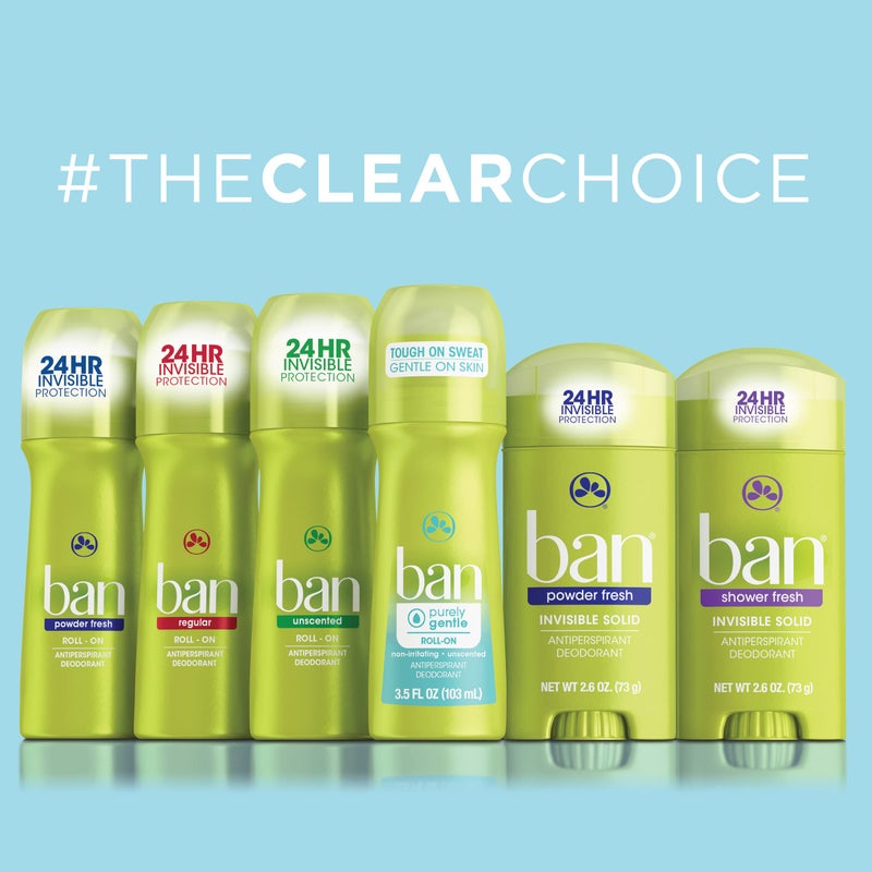 Ban Shower Fresh 24-hour Invisible Antiperspirant, Solid Deodorant for Women and Men, Underarm Wetness Protection, with Odor-fighting Ingredients, 2.6oz - Image 5