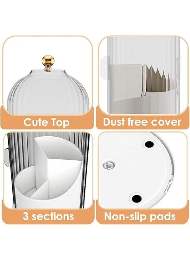 HOOKOR Makeup Brush Holder Organizer with Lid,360 Rotating Clear Dustproof Makeup Brushes Organizer for Vanity Desktop Bathroom Countertop (Transparent)  - Image 5